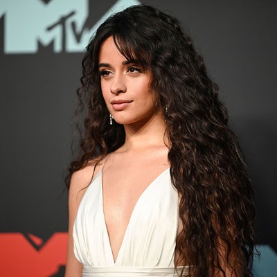Camila Cabello Wavy Dark Brown Pinned-Back, Thin Bangs Hairstyle | Steal  Her Style